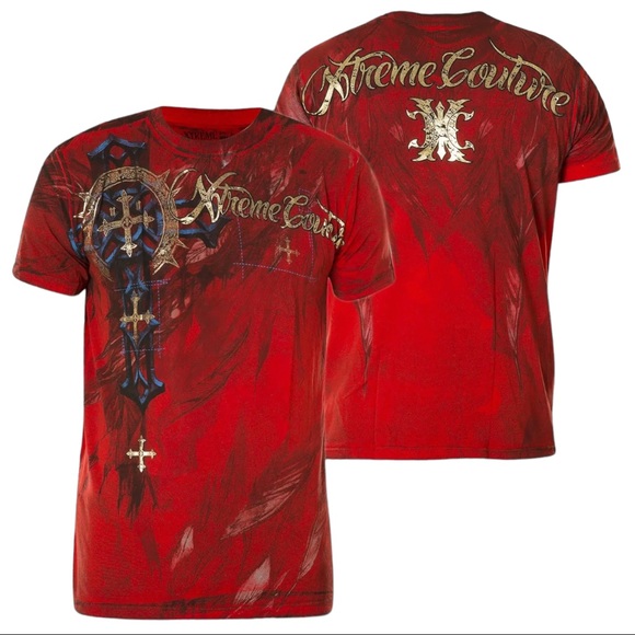 Xtreme Couture By Affliction Men's T-Shirt Dark Doman Biker Red Tattoo S-5XL - Picture 7 of 10